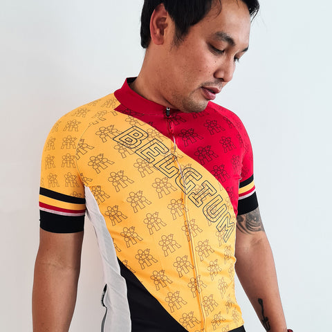 Belgium Atomium Cycling Jersey [SS], S / Yellow / Short Sleeve - Cyclists.com